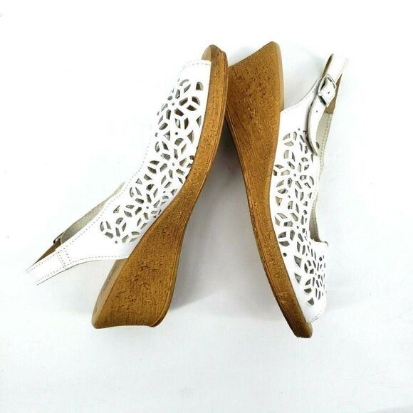 Spring Step Sandals White Wedge Slingback Size 8 - Picture 5 of 9